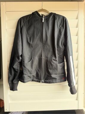 Nike Black  Zip Windbreaker with White Sleeve Stripe with mesh lining